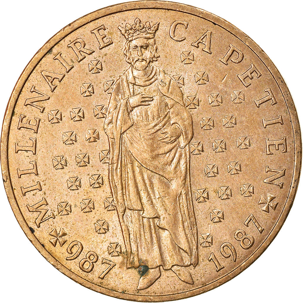 Moeda, França, 10 Francs, 1987, MILLÉNAIRE CAPÉTIEN 1987, AU(50-53)
