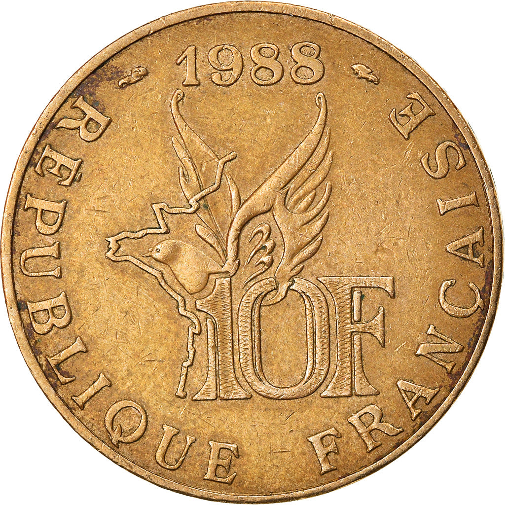 Münze, Frankreich, Roland Garros, 10 Francs, 1988, SS+, Aluminum-Bronze