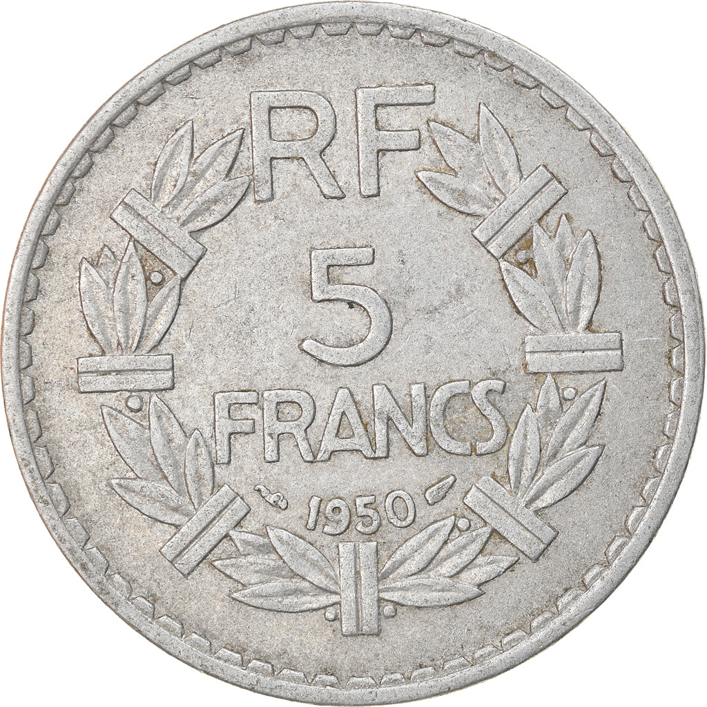 Moeda, França, Lavrillier, 5 Francs, 1950, Paris, EF(40-45), Alumínio