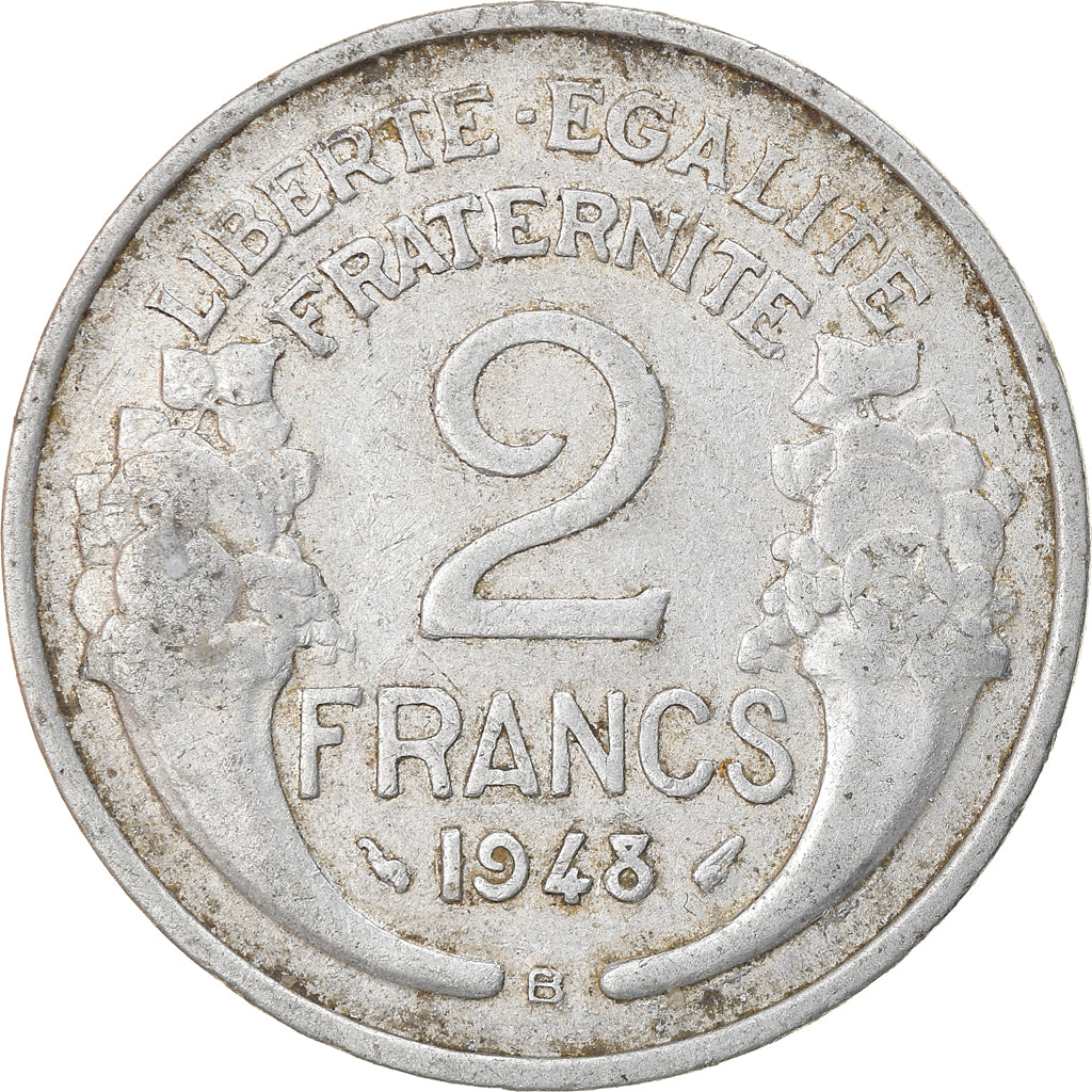Coin, France, Morlon, 2 Francs, 1948, Beaumont - Le Roger, VF(20-25), Aluminum