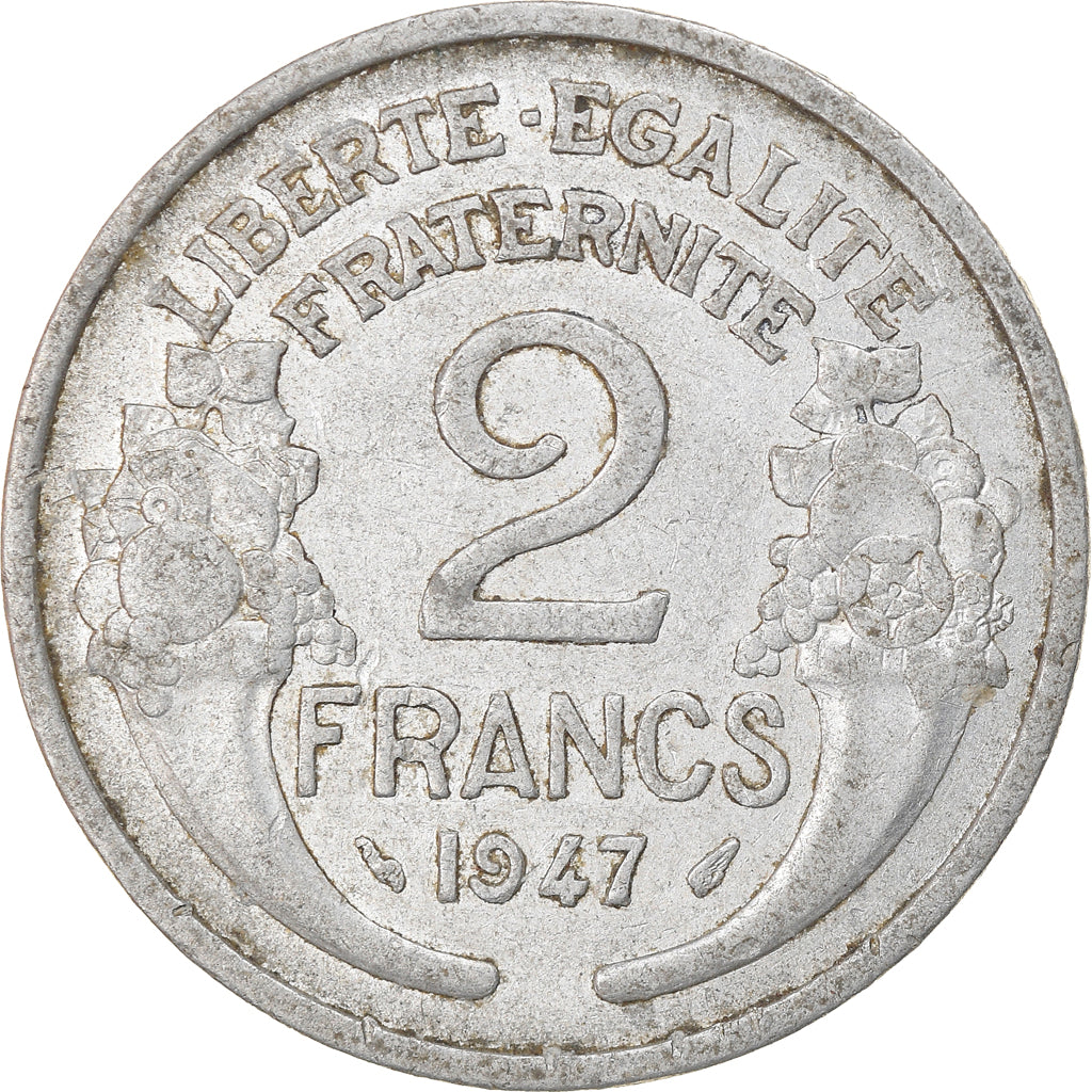 Munten, Frankrijk, Morlon, 2 Francs, 1947, FR+, Aluminium, KM:886a.1