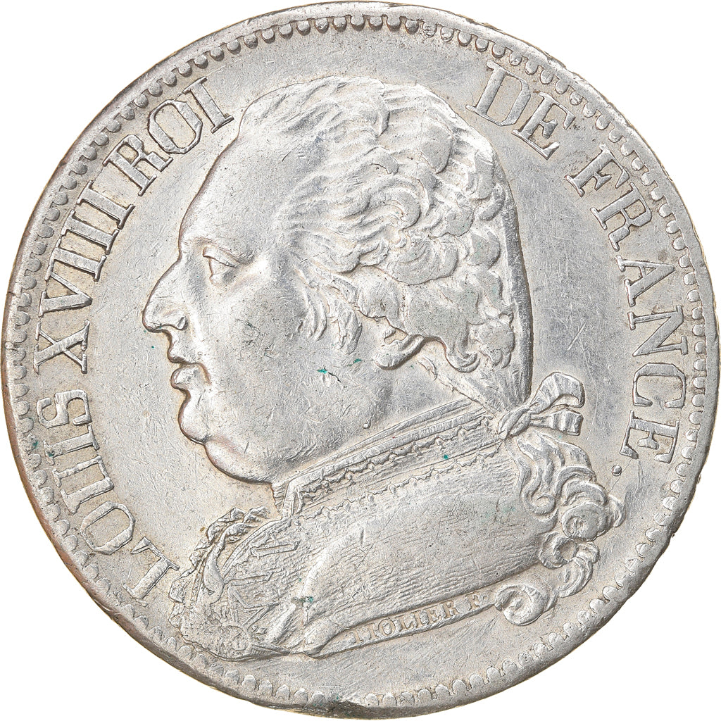 Coin, France, Louis XVIII, Louis XVIII, 5 Francs, 1815, Bayonne, AU(50-53)