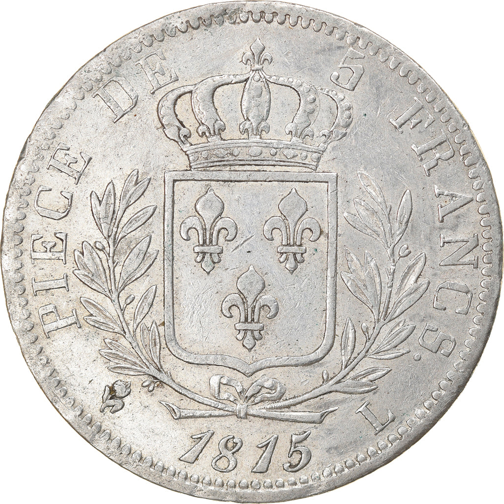 Coin, France, Louis XVIII, Louis XVIII, 5 Francs, 1815, Bayonne, AU(50-53)