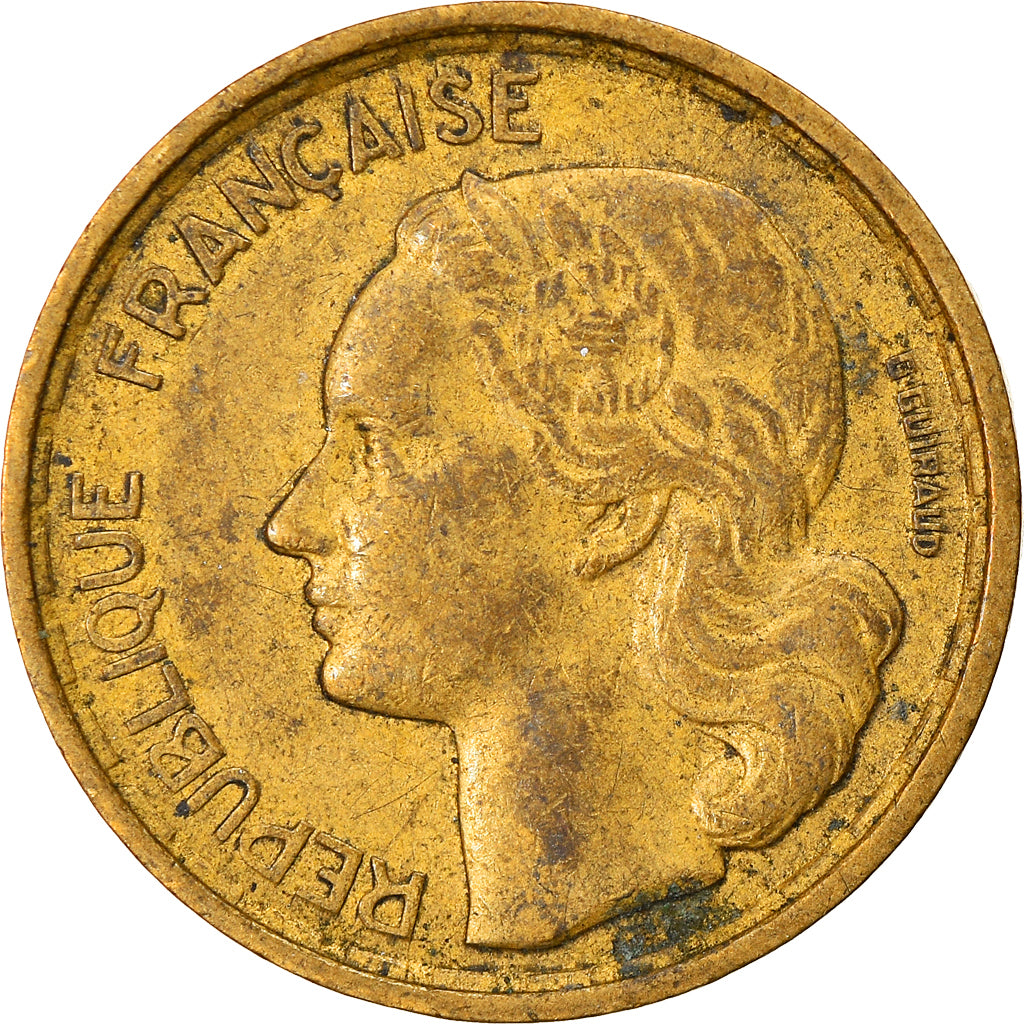 Moneda, Francia, Guiraud, 10 Francs, 1952, Paris, BC+, Aluminio - bronce