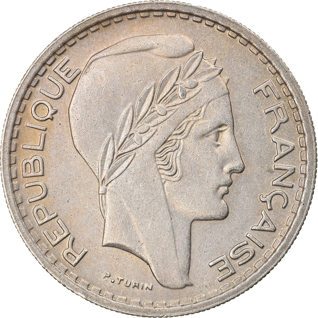 Moneda, Francia, Turin, 10 Francs, 1948, Beaumont - Le Roger, MBC, Cobre -