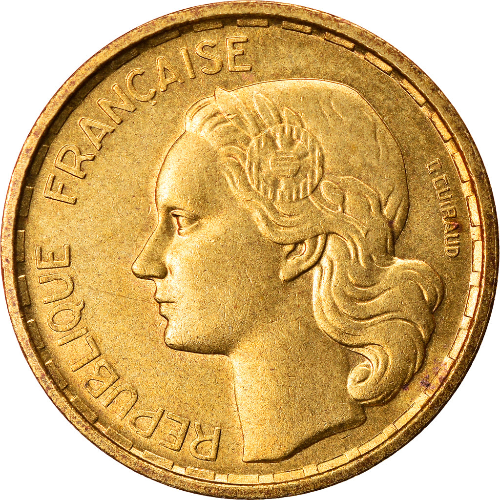 Munten, Frankrijk, Guiraud, 10 Francs, 1951, Paris, ZF+, Aluminum-Bronze