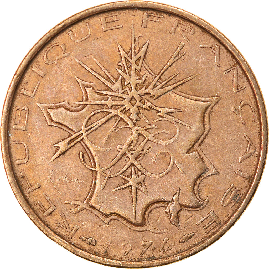 Moneda, Francia, Mathieu, 10 Francs, 1974, Paris, BC+, Níquel - latón, KM:940