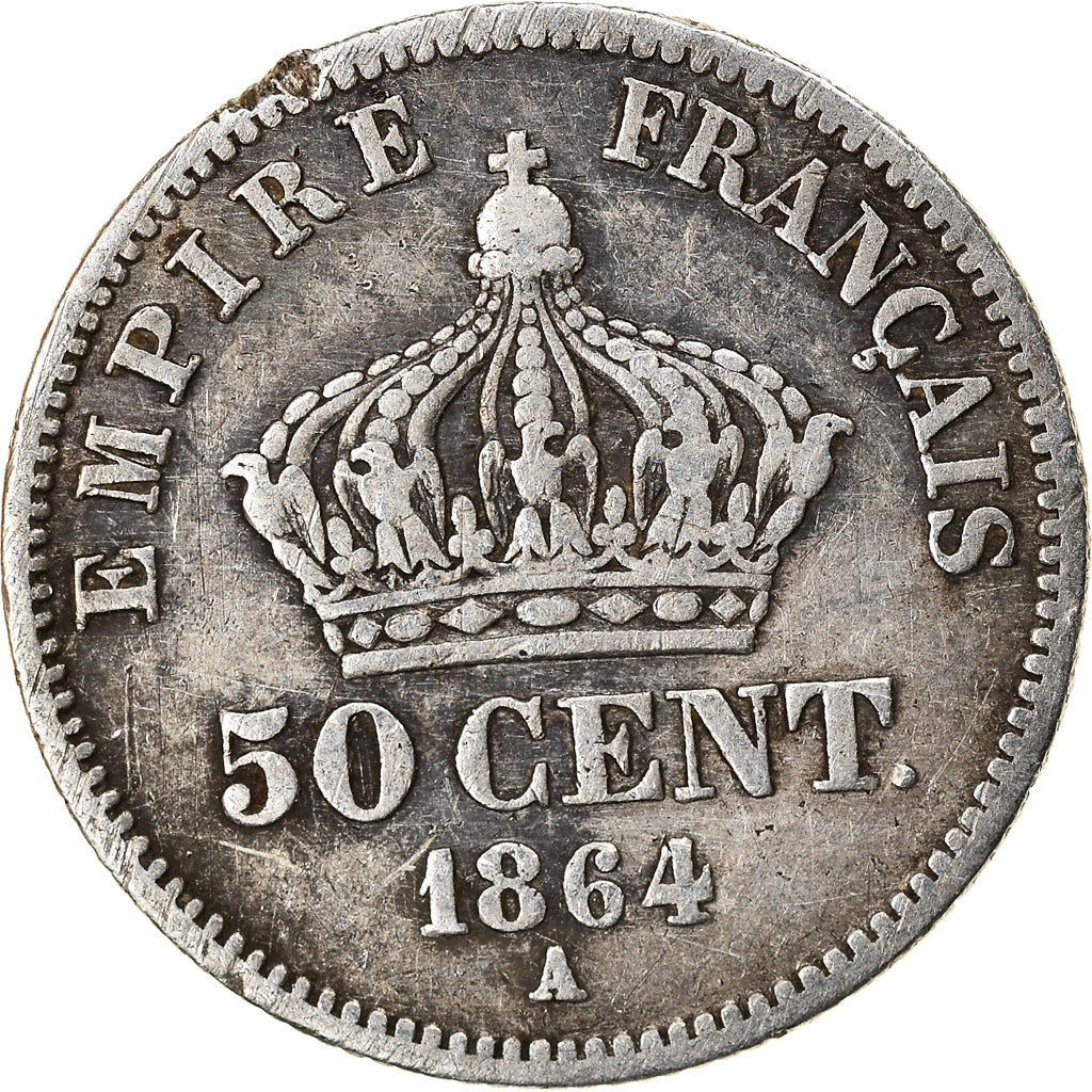 Munten, Frankrijk, Napoleon III, Napoléon III, 50 Centimes, 1864, Paris, FR+