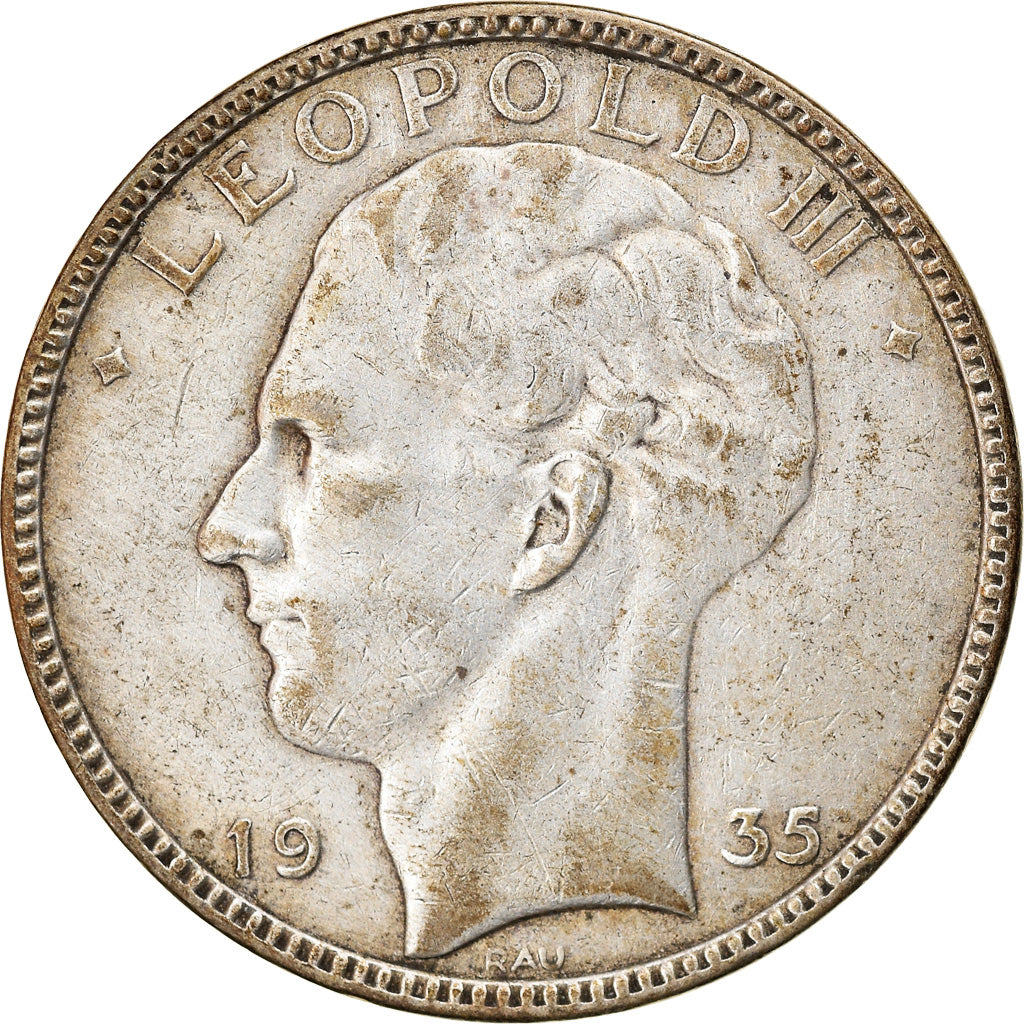 Moneta, Belgio, 20 Francs, 20 Frank, 1935, MB+, Argento, KM:105