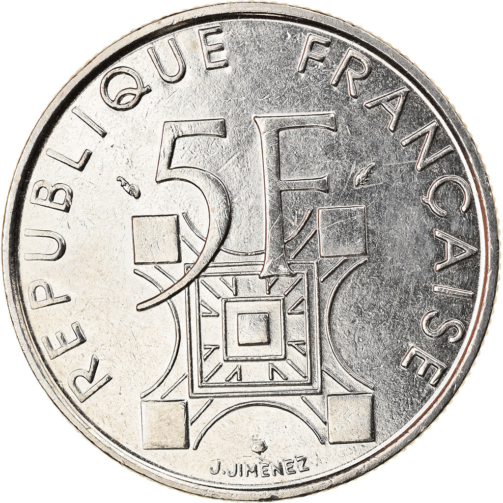 Coin, France, Tour Eiffel, 5 Francs, 1989, Paris, MS(64), Nickel, KM:968