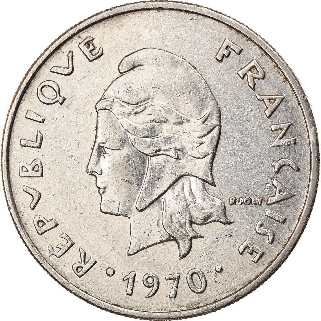 Moneta, Nuova Caledonia, 20 Francs, 1970, Paris, BB+, Nichel, KM:6