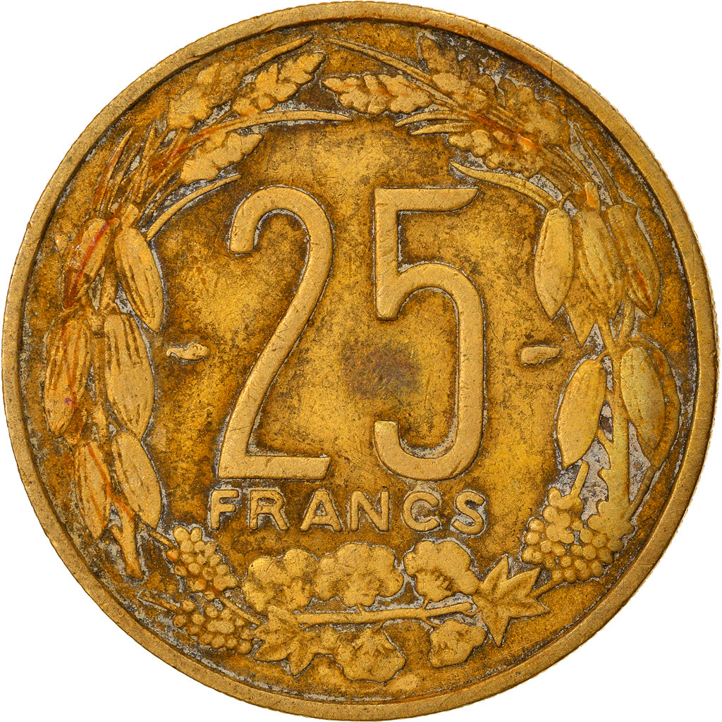 Moneda, Camerún, 25 Francs, 1958, Paris, BC+, Aluminio - bronce, KM:12