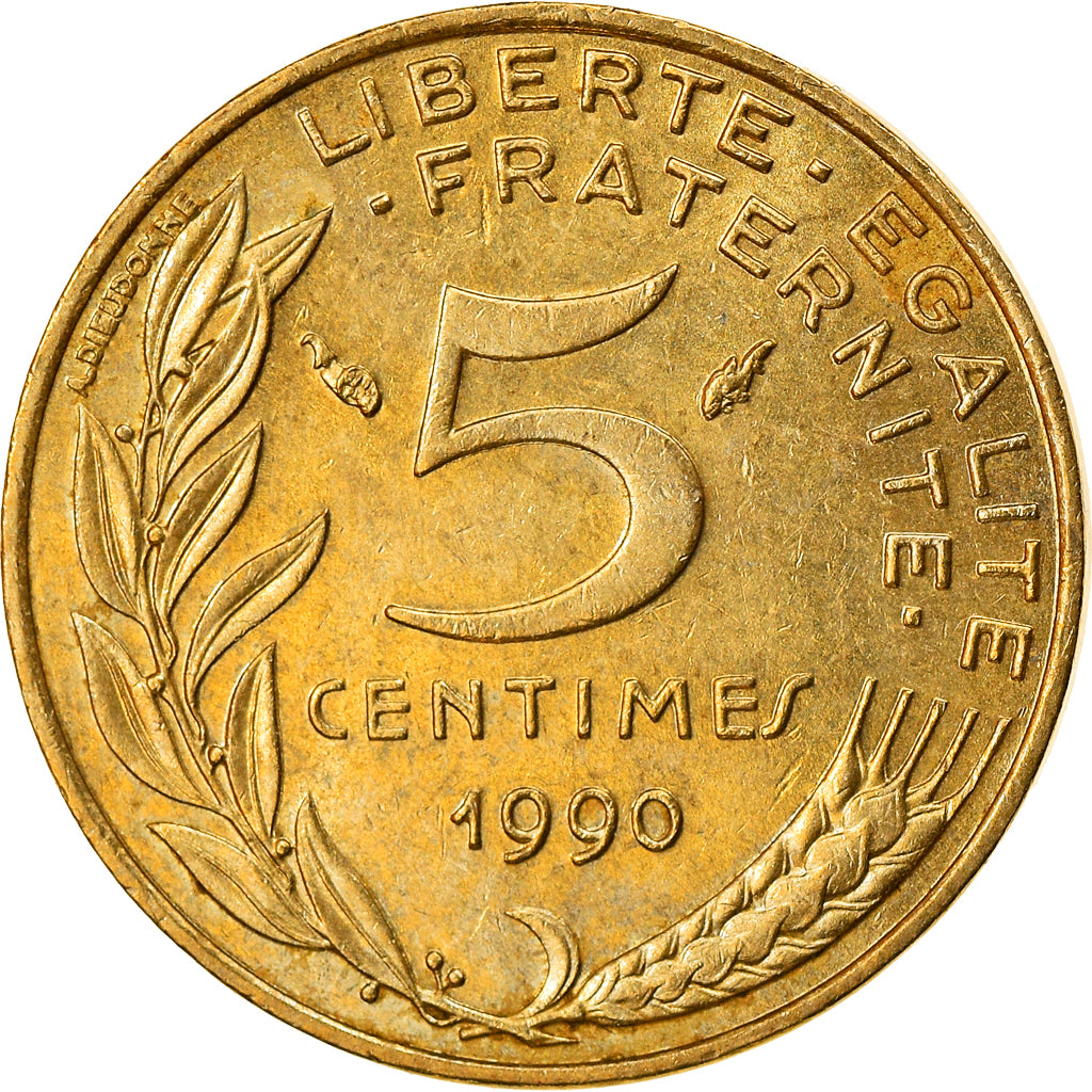 Monnaie, France, Marianne, 5 Centimes, 1990, Paris, SUP+, Aluminum-Bronze