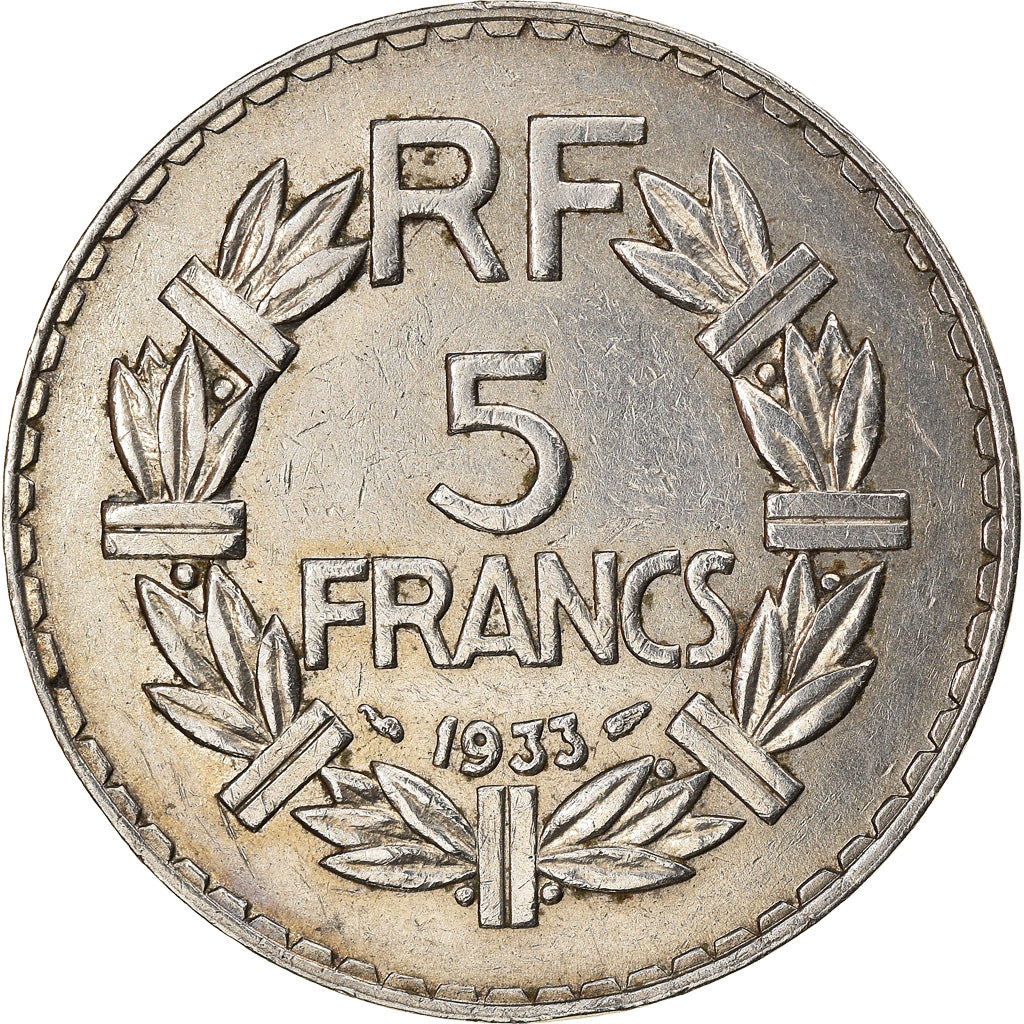 Moeda, França, Lavrillier, 5 Francs, 1933, Paris, AU(55-58), Níquel, KM:888