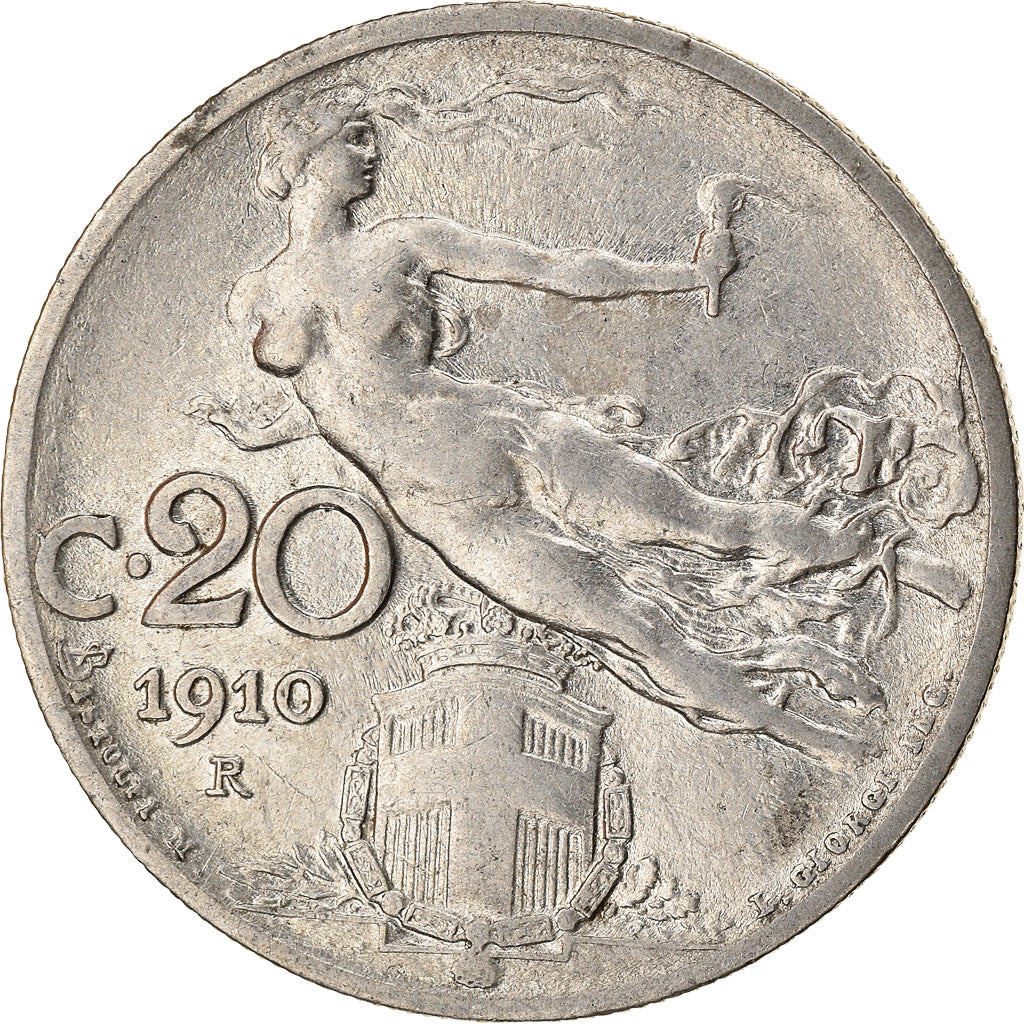 Coin, Italy, Vittorio Emanuele III, 20 Centesimi, 1910, Rome, AU(50-53), Nickel