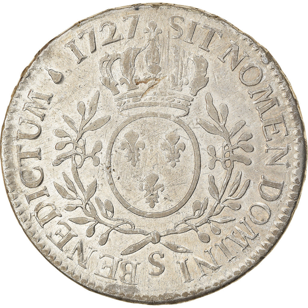 Moneda, Francia, Louis XV, Écu aux branches d'olivier, Ecu, 1727, Reims, BC+