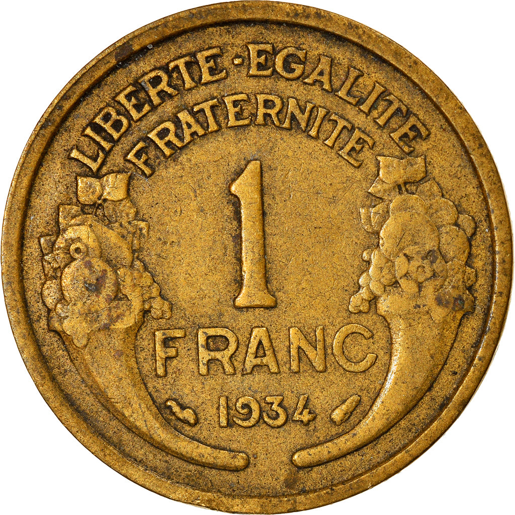 Moneta, Francia, Morlon, Franc, 1934, Paris, MB+, Alluminio-bronzo, KM:885
