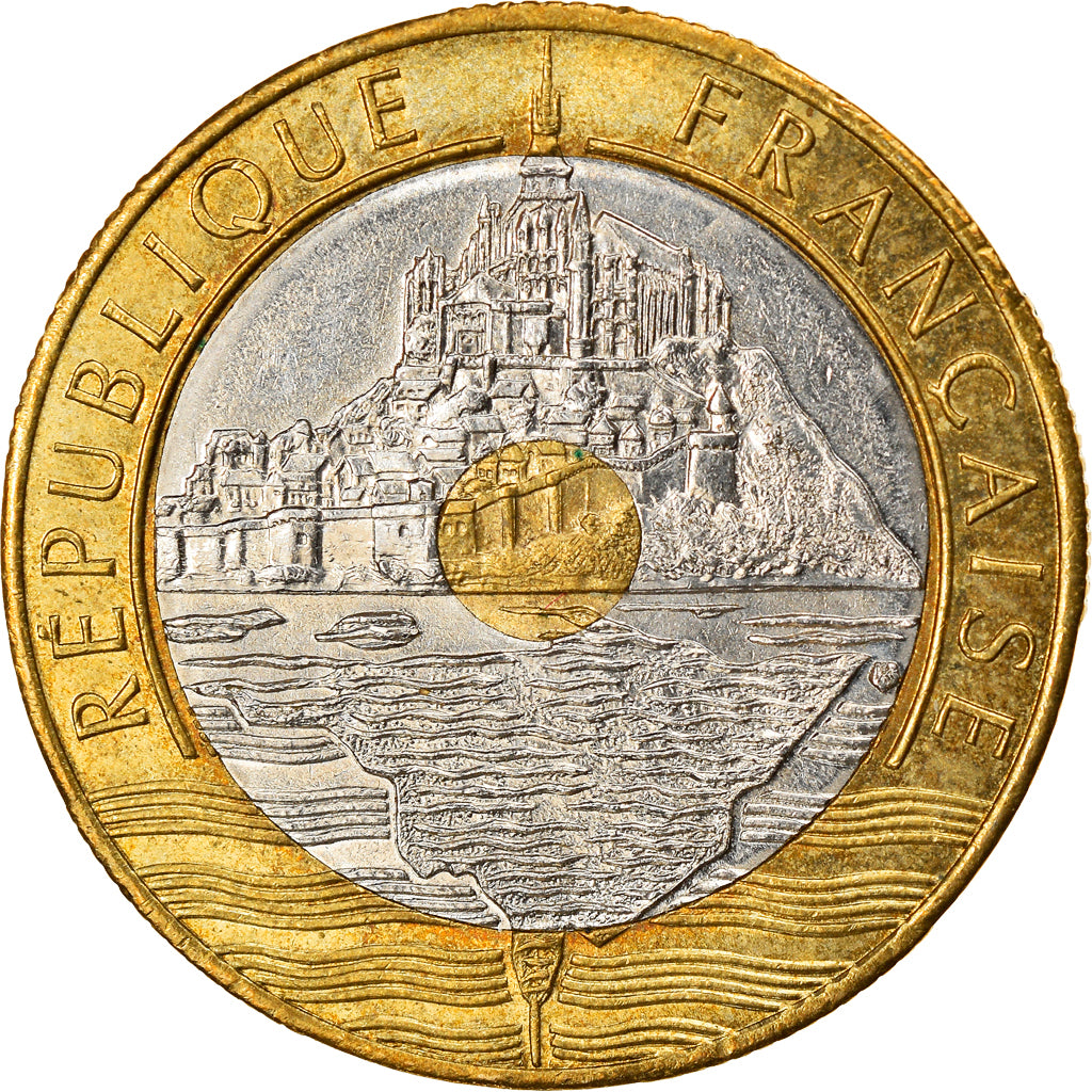 Munten, Frankrijk, Mont Saint Michel, 20 Francs, 1992, Paris, PR, Tri-Metallic