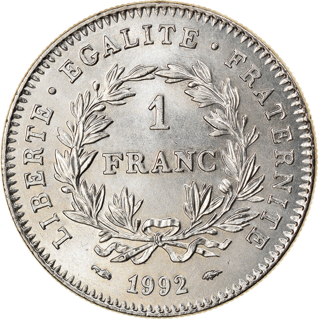 Coin, France, République, Franc, 1992, Paris, MS(63), Nickel, KM:1004.1