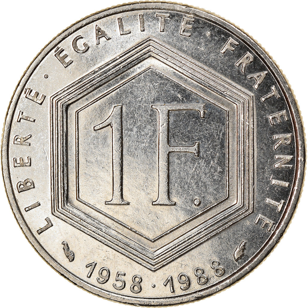 Coin, France, Charles de Gaulle, Franc, 1988, Paris, MS(63), Nickel, KM:963