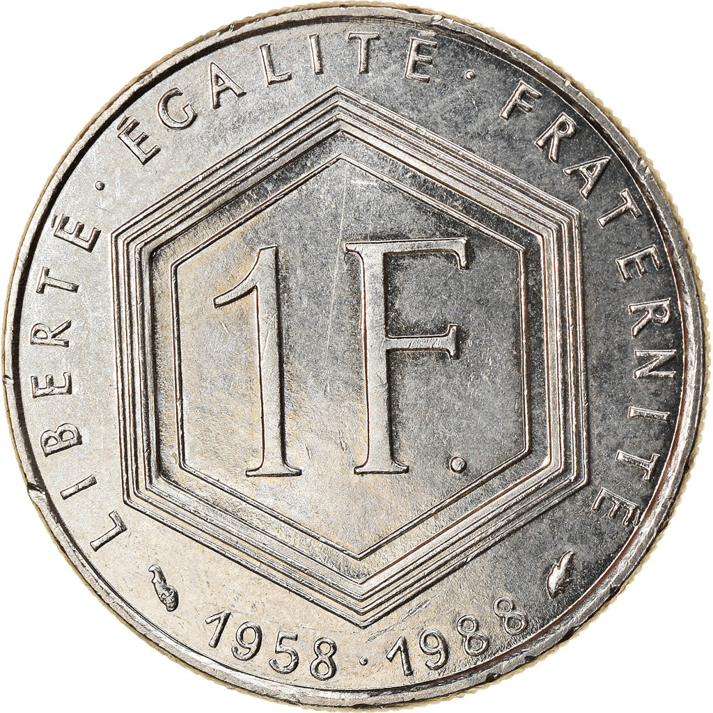 Moneda, Francia, Charles de Gaulle, Franc, 1988, Paris, SC, Níquel, KM:963