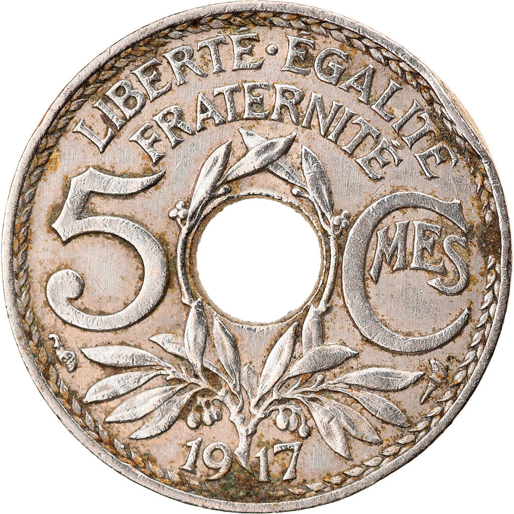 Coin, France, Lindauer, 5 Centimes, 1917, Paris, VF(30-35), Copper-nickel