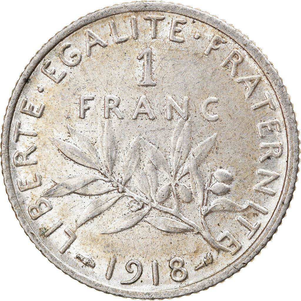Coin, France, Semeuse, Franc, 1918, Paris, EF(40-45), Silver, KM:844.1