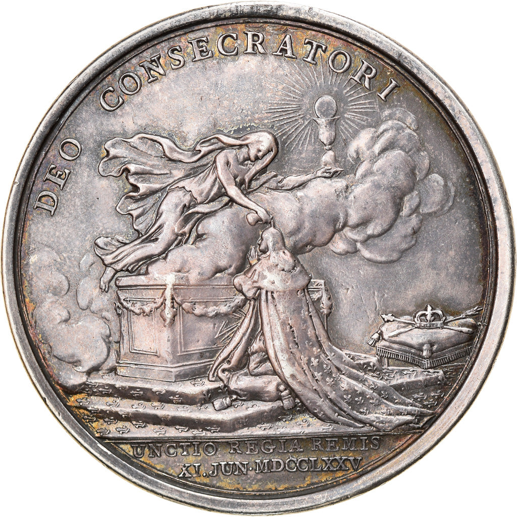 France, Token, Royal, 1775, Le sacre à REIMS, AU(50-53), Silver