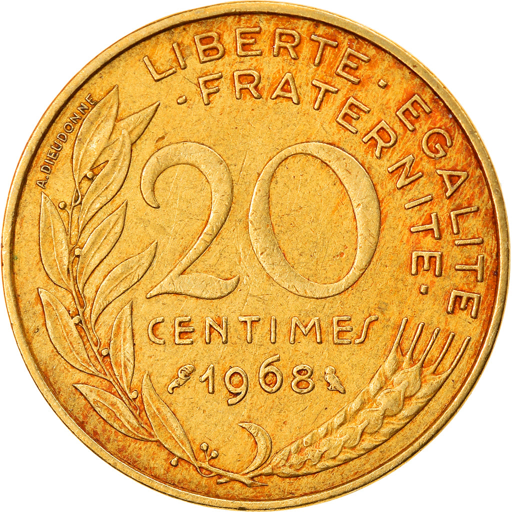 Coin, France, Marianne, 20 Centimes, 1968, Paris, VF(30-35), Aluminum-Bronze