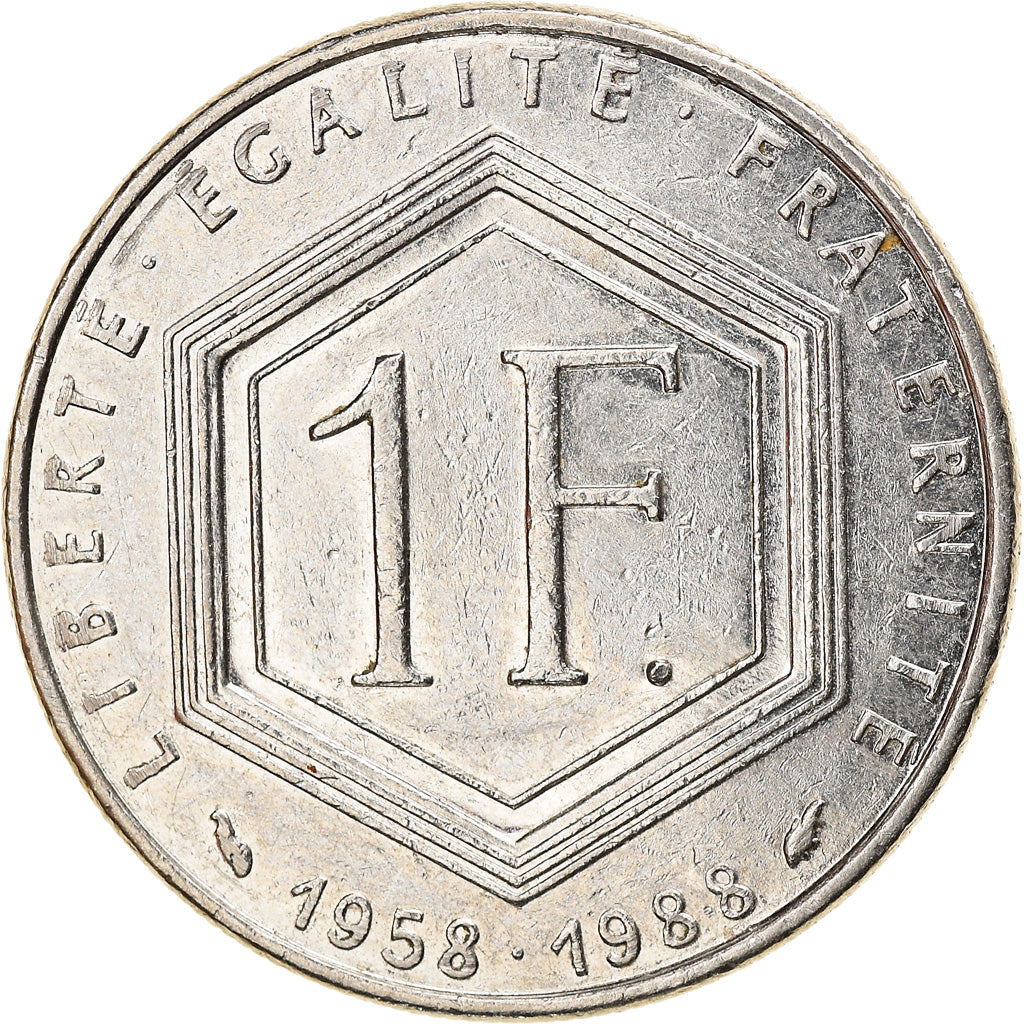 Moneta, Francja, Charles de Gaulle, Franc, 1988, Paris, AU(50-53), Nikiel