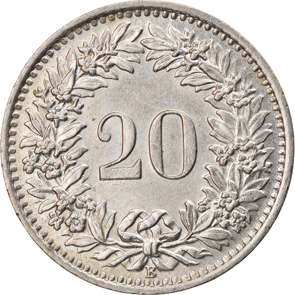 Coin, Switzerland, 20 Rappen, 1955, Bern, MS(63), Copper-nickel, KM:29a
