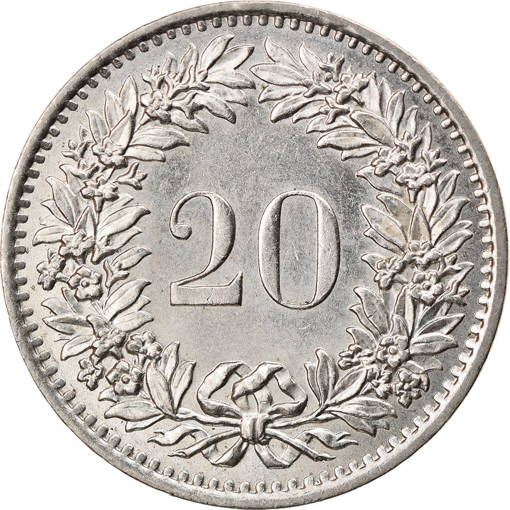 Coin, Switzerland, 20 Rappen, 1975, Bern, MS(64), Copper-nickel, KM:29a