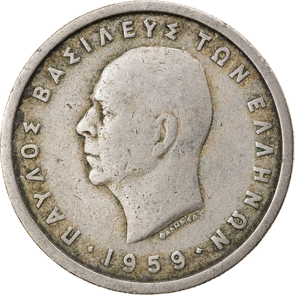 Coin, Greece, Paul I, 2 Drachmai, 1959, VF(30-35), Copper-nickel, KM:82