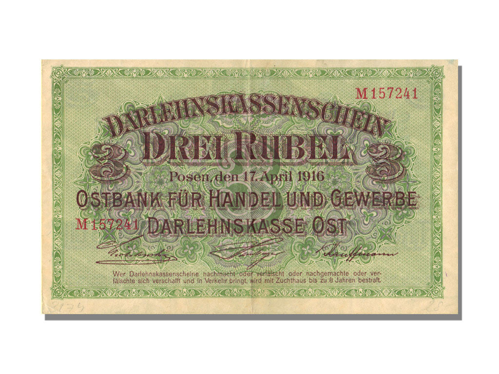 Banknote, Germany, 3 Rubel, 1916, 1916-04-17, UNC(63)