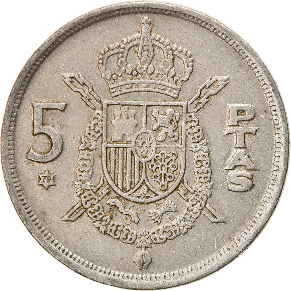 Moneta, Spagna, Juan Carlos I, 5 Pesetas, 1979, MB+, Rame-nichel, KM:808
