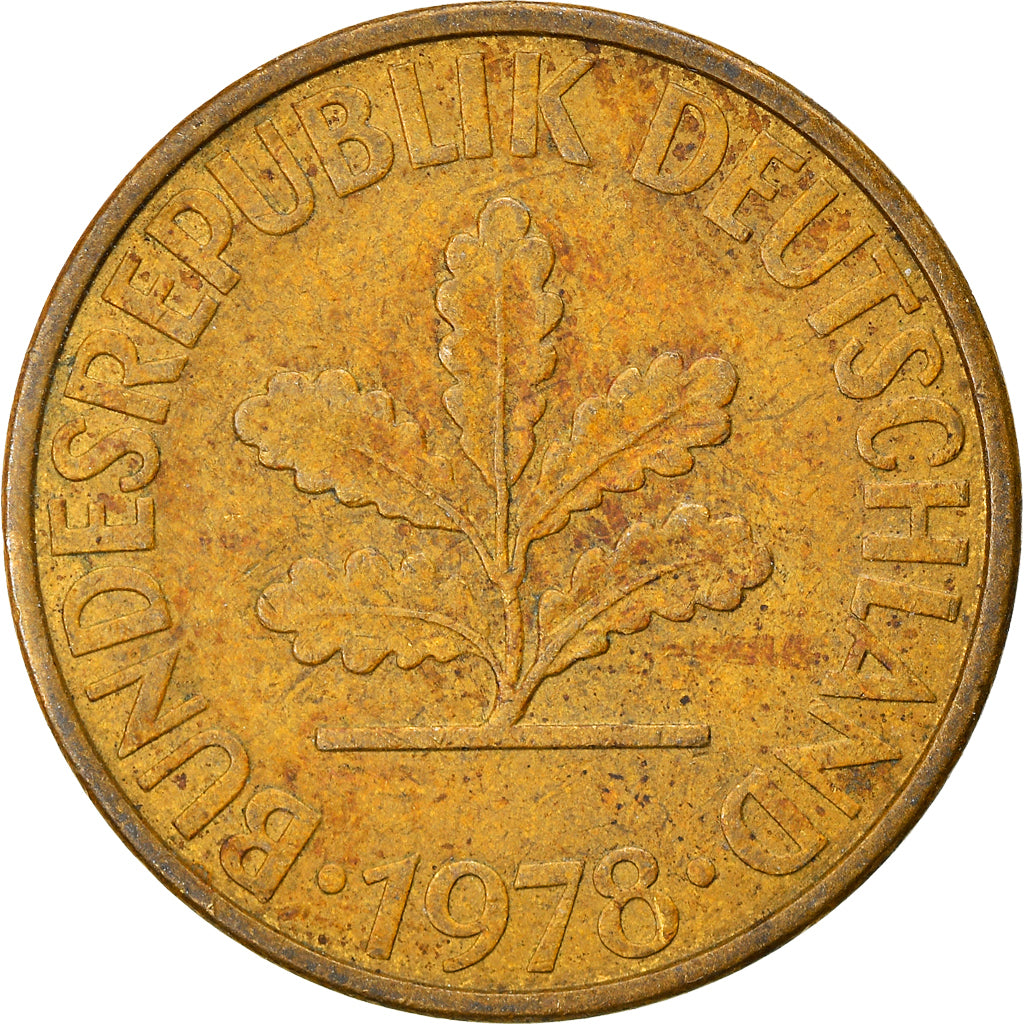 Coin, GERMANY - FEDERAL REPUBLIC, 10 Pfennig, 1978, Munich, VF(20-25), Brass