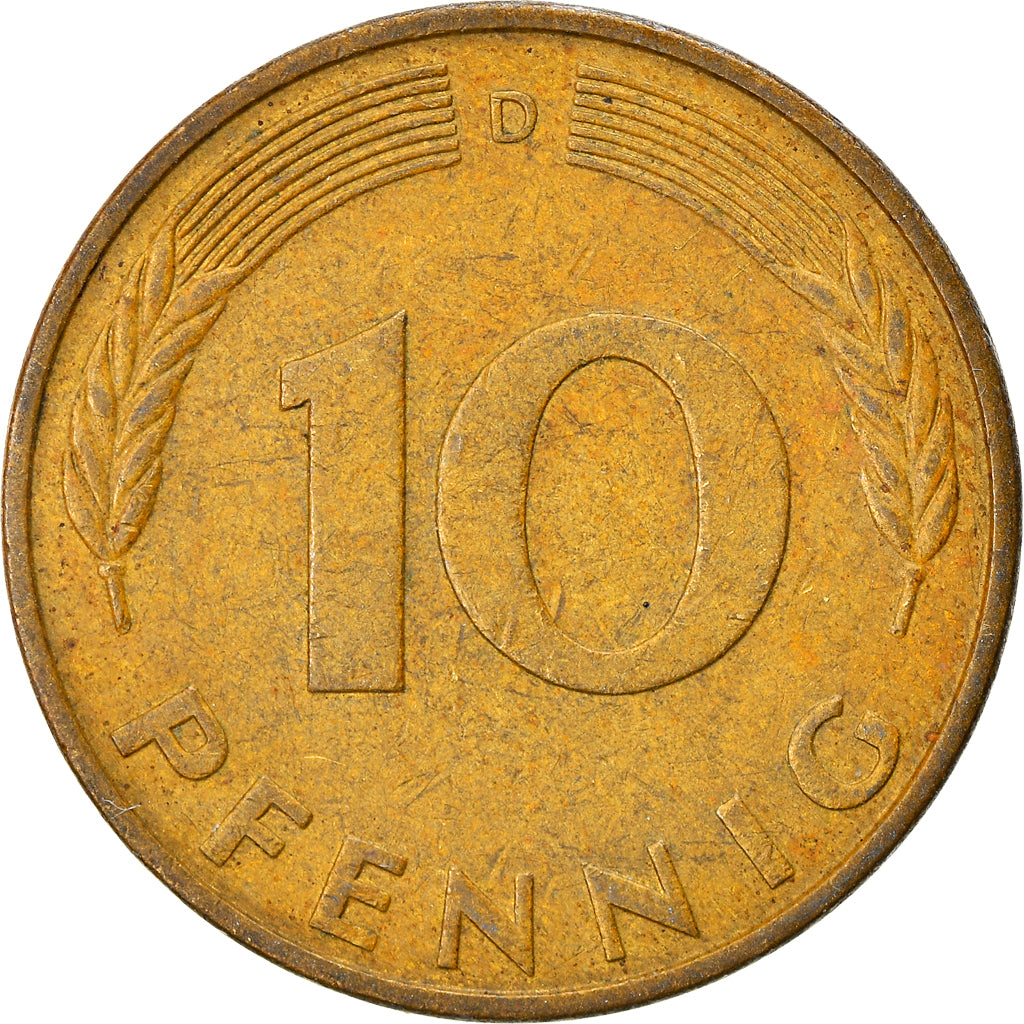 Coin, GERMANY - FEDERAL REPUBLIC, 10 Pfennig, 1978, Munich, VF(20-25), Brass