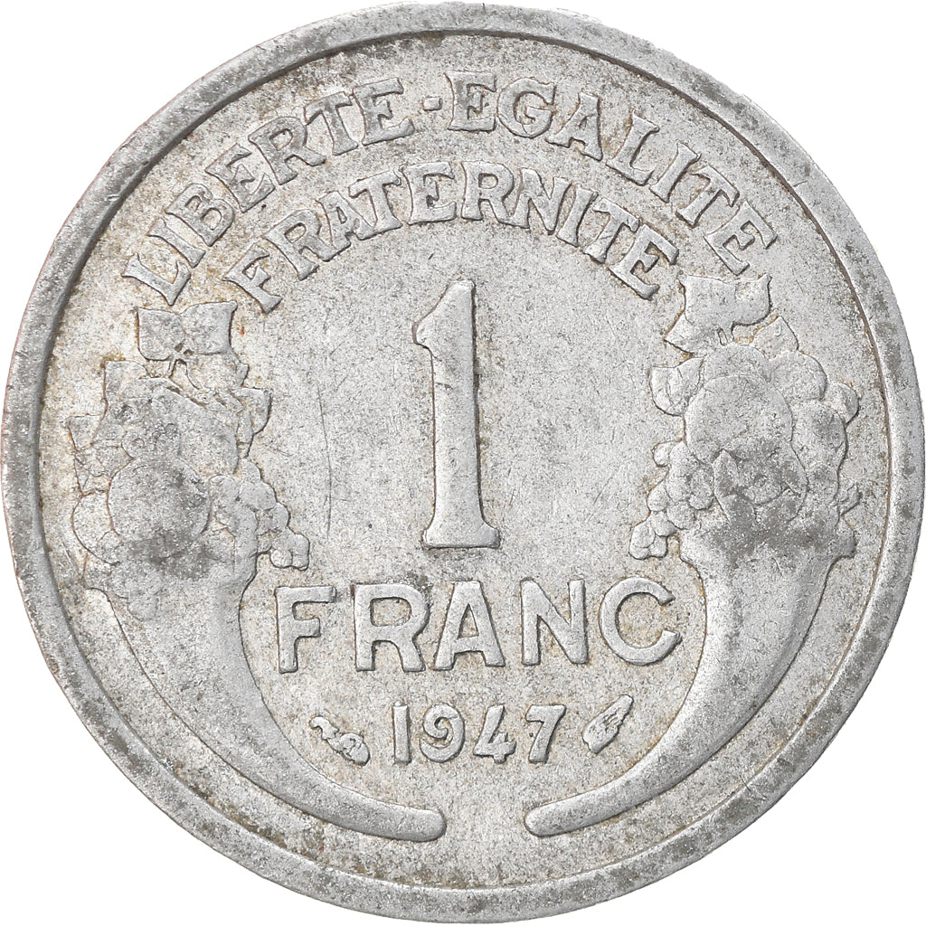Moneda, Francia, Morlon, Franc, 1947, BC+, Aluminio, KM:885a.1, Gadoury:538b