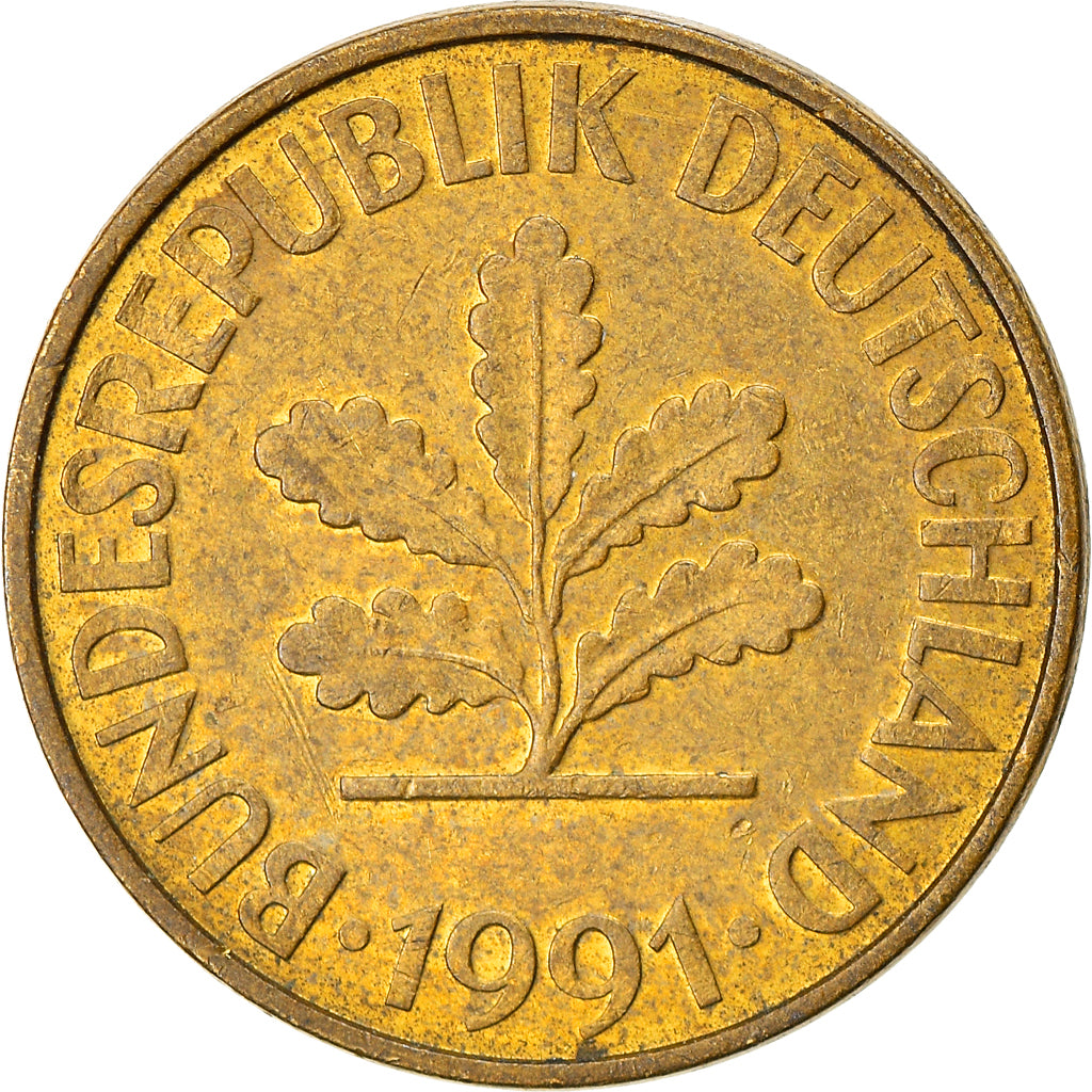 Moneta, GERMANIA - REPUBBLICA FEDERALE, 10 Pfennig, 1991, Berlin, MB, Acciaio