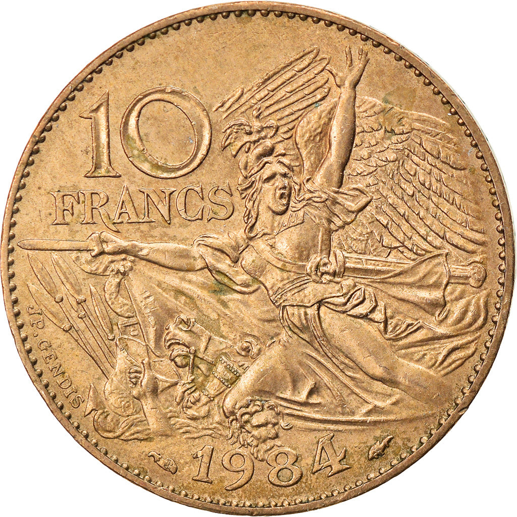 Moneta, Francia, François Rude, 10 Francs, 1984, BB+, Nichel-bronzo, KM:954