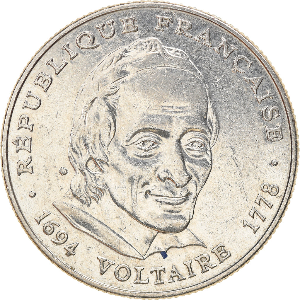 Moneda, Francia, Voltaire, 5 Francs, 1994, Paris, MBC, Níquel, KM:1063