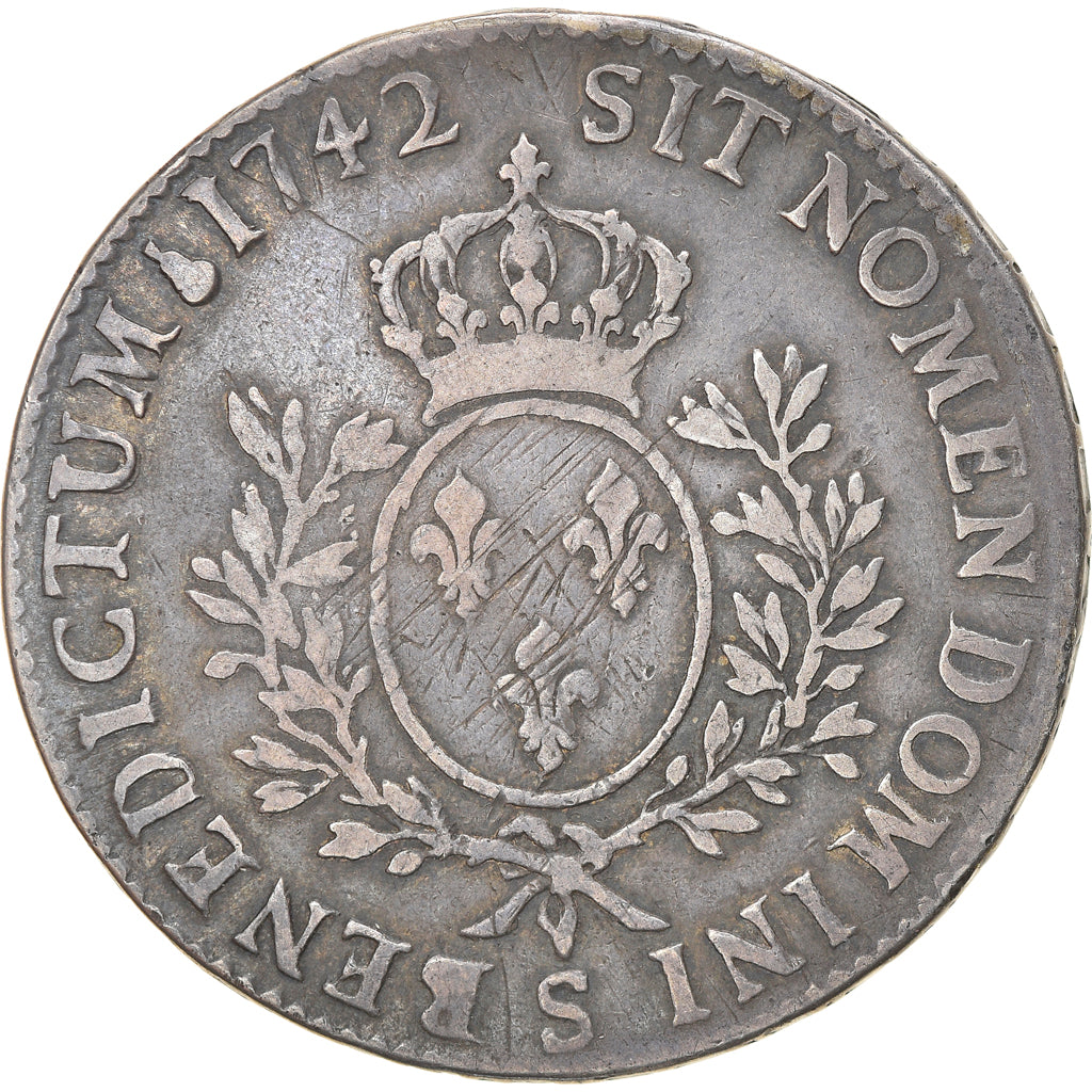 Coin, France, Louis XV, Écu au bandeau, Ecu, 1742, Reims, VF(30-35), Silver