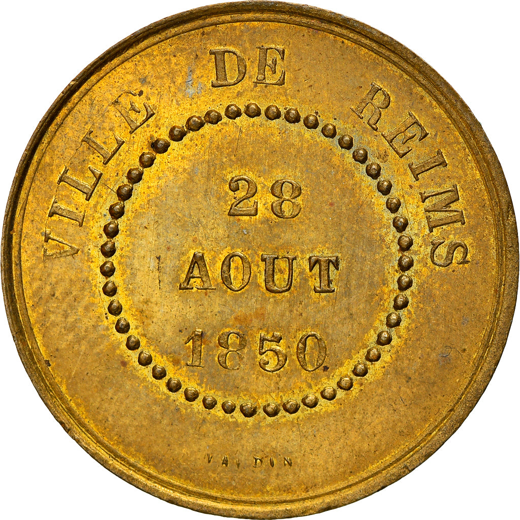 France, Jeton, Louis NAPOLEON, 1850, 28 Août, Ville de REIMS, SUP, Cupro-nickel