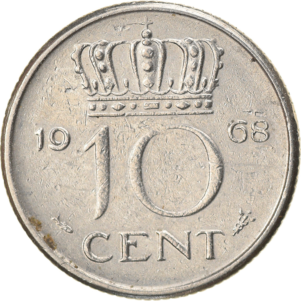 Münze, Niederlande, Juliana, 10 Cents, 1968, SS, Nickel, KM:182