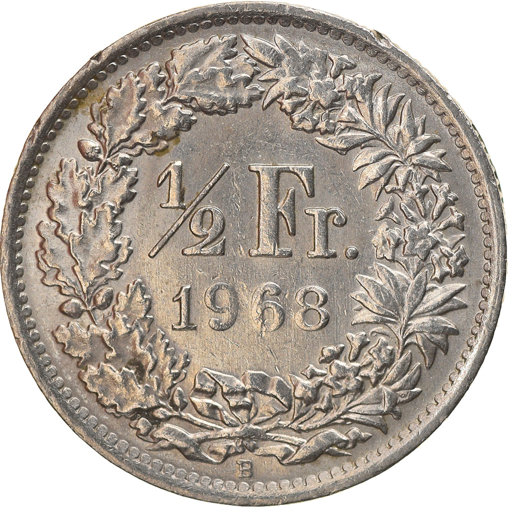 Coin, Switzerland, 1/2 Franc, 1968, Bern, MS(64), Copper-nickel, KM:23a.1