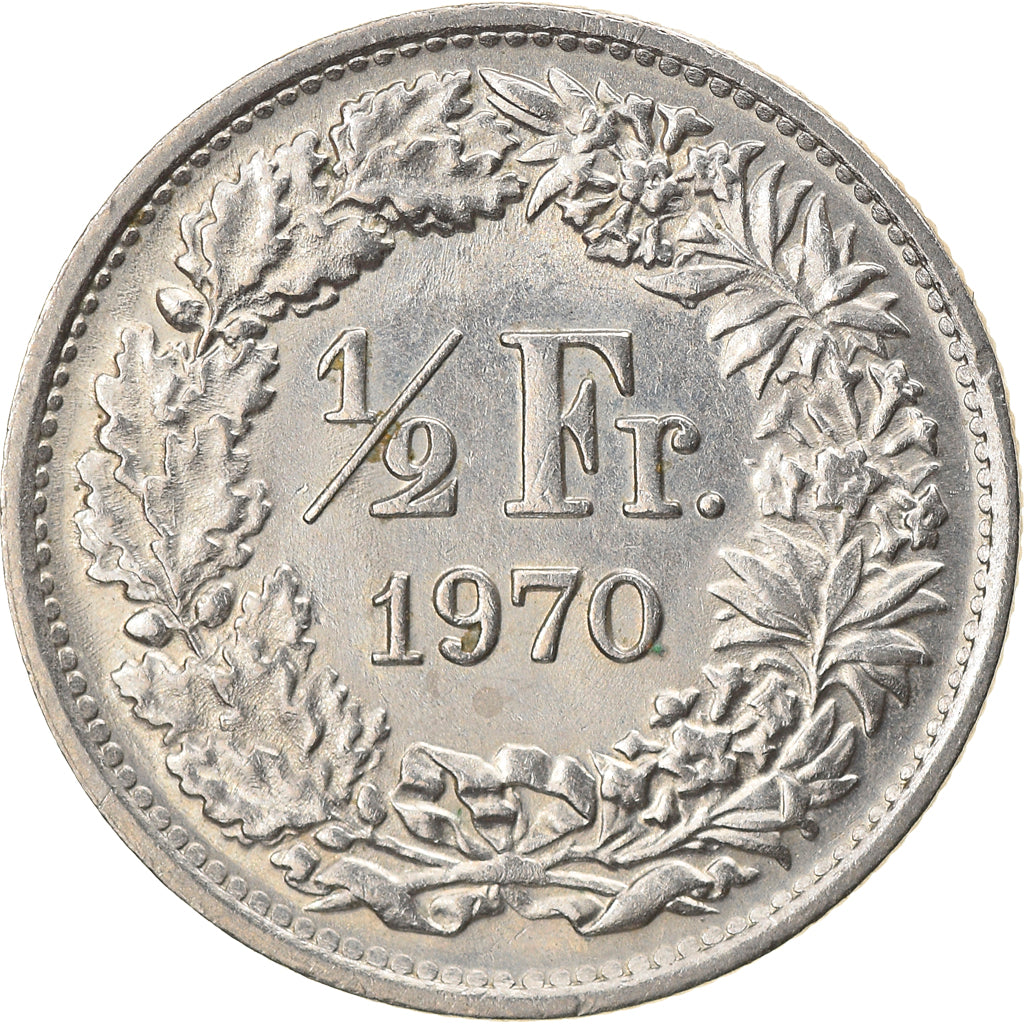 Coin, Switzerland, 1/2 Franc, 1970, Bern, MS(63), Copper-nickel, KM:23a.1