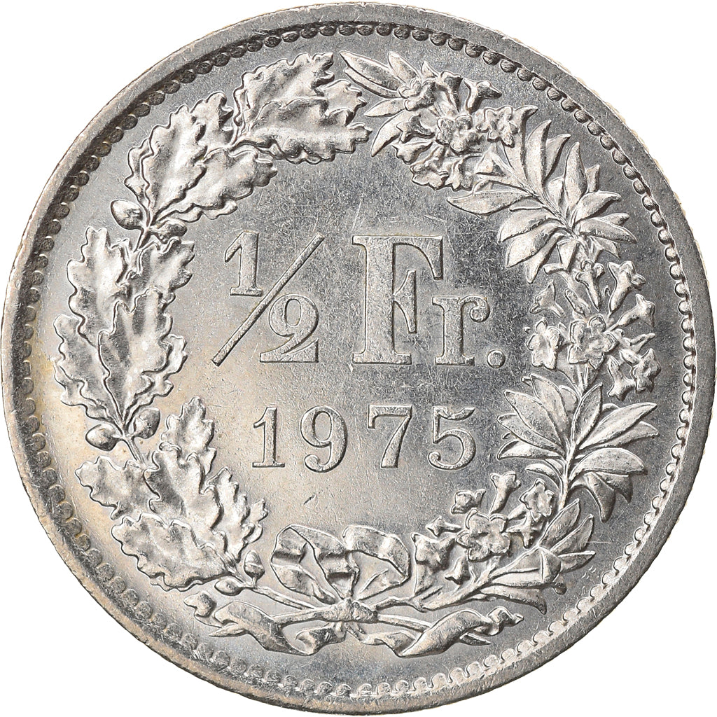Coin, Switzerland, 1/2 Franc, 1975, Bern, MS(63), Copper-nickel, KM:23a.1