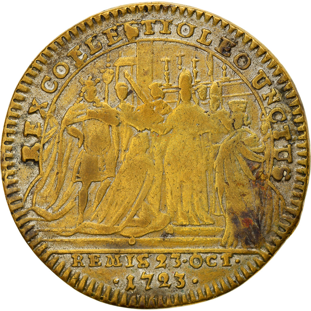 Francja, Token, Królewskie, Ludwik XV, Louis XV coronation, 1723, VF(30-35)