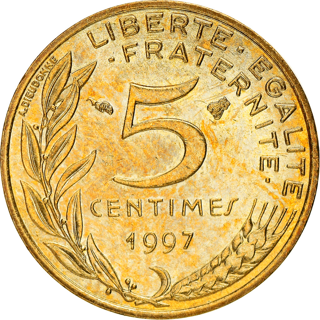 Coin, France, Marianne, 5 Centimes, 1997, Paris, VF(30-35), Aluminum-Bronze
