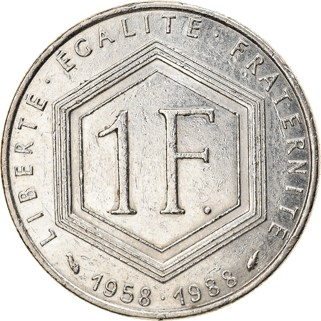 Coin, France, Charles de Gaulle, Franc, 1988, Paris, EF(40-45), Nickel, KM:963